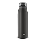 alfi ISO BOTTLE 500ml, schwarz, Isoliertrinkflasche aus Edelstahl, absolut dichter Drehverschluss, hält 12 Stunden heiß, 24 Stunden kalt, Trinkflasche für Kohlensäure, BPA-frei