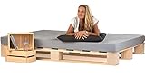 sunnypillow 140x200 cm Palettenbett aus Holz Holzbett Massivholzbett Bett aus Paletten Palettenmöbel Naturholz Fichte europalette 80 90 100 120 140 160 180 200 220 240 x 200 cm