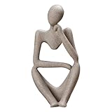 NUOBESTY Denkerstatue Aus Sandstein, Moderne Abstrakte Skulptur FüR BüRo, Wohnzimmer, BüCherregal, Tisch, KüNstlerische Dekoration