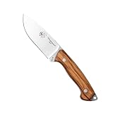 KH-Security Jagdmesser mit fester Klinge 58 HRC Olivenholzgriff incl. Gürtelscheide - Gürtelmesser Feldmesser Oudoormesser