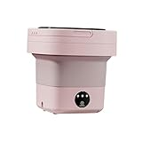 perfk Faltbare Mini Waschmaschine Reisewaschmaschine Washing Machine 6.5L, Tragbare Leise Elektrische Kleine Waschmaschine für Wohnmobil, Unterwäsche, Camping, Wäscherei, Wohnung, ROSA