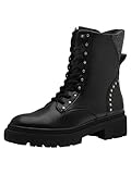 MARCO TOZZI Damen Stiefeletten zum Schnüren mit Blockabsatz mit Reißverschluss, Schwarz (Black Comb), 41 EU