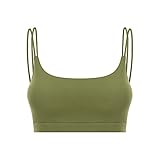 トクとユウ Sport-BH für Damen, mittelgroß, doppelter Träger, U-Ausschnitt, stoßfest, Fitness, Beauty-Rücken, grün, Large