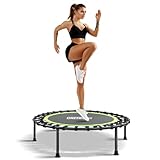 ONETWOFIT 107cm Trampolin Outdoor,Rückprall Trampolin für Erwachsene, Leises Mini Trampoline für das Indoor Training, Fitness Trampoline mit Bungee Rückpraller (Grün-rund-ohne Griff)