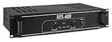 SkyTec SPL400 PA Verstärker Endstufe 400 Watt, mit 3-Band-Equalizer, 3 Kanal Input, Chinch, AUX, Amplifier ideal für kleine DJ Boxen, Clubs, Bars und Gastronomie, Schwarz