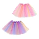 2 Tütü Pink Tüllrock Regenbogen Klassischer Tüllrock Damen Lagen Ballettrock Minirock Prinzessin Tanzkleid Mädchen Tüll Röcke für Frauen Geeignet für Verschiedene Anlässe(Helles Lila-Rosa)