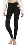 ACHTELEPHS Leggings Damen Baumwolle Leggins Blickdicht Schwarz M-L