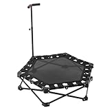Klappbares Fitness-Trampolin, Mini-Trampolins, Trampolin mit 3-Fach Verstellbarer Schaumstoffgriff, Stabiler und leiser Übungs-Rebounder für Kinder und Erwachsene, Indoor-/Gartentraining