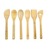 Holz-Kochutensilien, 6-teiliges Set, organisch, groß, 29,1 cm, Holzlöffel, Gabel und Pfannenwender zum Kochen, Küchenutensilien-Set (6 gemischte Set) SmR496 (Khaki, Einheitsgröße)