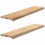 vidaXL Fensterbänke 2 Stk. Unbehandelt 110x25x2 cm Massivholz Eiche, Fensterbrett, Holz Treppenstufe, Holz Fensterbrett, Fensterbank Eichenholz