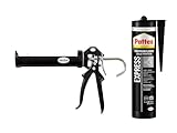 Pattex Montage Express, starker Montagekleber für schnelle Verklebungen, Baukleber mit starker Anfangshaftung, Weiß (1x440g) & Pattex Profi Metall Kartuschenpistole