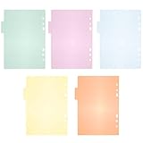 TOPBATHY 10 Stück A5 Kunststoff Registerkarten aus PP Farbige Trennblätter für Ordner Langlebige Büro Etiketten für Katalogisierung und Organisation