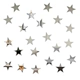 JIEYAO 50 Stück Sternspiegel Wandaufkleber, Silber Sterne 3D Wandtattoo Acryl Sterne Abziehbilder Abnehmbare Spiegel Sticker Selbstklebend Sterne Aufkleber für Wohnzimmer Schlafzimmer DIY Wanddeko