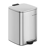 SONGMICS Mülleimer Küche, 20 Liter Abfalleimer, Tretmülleimer, Stahl, mit Inneneimer, Softclose, Offenhaltefunktion, metallicsilber LTB592E01