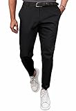 Meilicloth Herren Chino Hose Anzughose Herren Chinohose Stretchhose Herren Baumwolle Sporthose Casual Freizeithose mit Enger Passform Schwarz 36