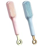 Fadaing Self-Cleaning Anti-Static Massage Comb, Selbstreinigende Haarbürste, Haarbürste Ohne Ziepen, Ein-Zug-Reinigung Massagebürste Entwirrbürste, Bürste (Einheitsgröße,rosa+blau)