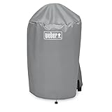 Weber Grillabdeckhaube für Ø 47cm Holzkohlegrills, atmungsaktiv UV- & wasserbeständig, Schutz for Wind & Wetter, mit Klettverschluss zum Befestigen, Tragbar & leicht, Grillcover - Grau (7175)