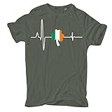 Spaß kostet Herren Tshirt Herzschlag Irland Fahne Flagge als Kleeblatt Größe S - 5XL