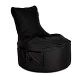 BuBiBag Maverick Gaming Sitzsack für Erwachsene und Kinder - mit Ausgang, Seitentaschen für Controller - Gamer Sitzsäcke für Indoor & Outdoor (schwarz)