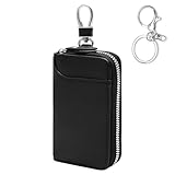 TNSLAND Schlüsseletui mit 6 Haken & 3 Kartenfächern, Schlüsselmäppchen Leder mit Auto-Schlüsselanhänger & Abnehmbarem Haken, Kompakte Schlüsseltasche für Herren Damen Auto Tasche Reise