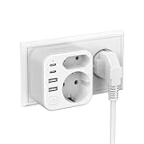 Doppelstecker für Steckdose,JSVER Steckdosenleiste mit USB...