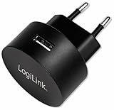 LogiLink PA0217 Fast Charging - USB Steckdosenadapter (1x USB-A, 10,5W) für Smartphones/Tablets/MP3-MP4 Player/eBooks/Navi/etc. mit Überlade-, Tiefentlade-, Überlast- und Kurzschlussschutz, schwarz
