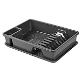 Engelland Abtropfgestell, Abtropfgitter, Farbe: Anthrazit, Geschirrständer, Küche, Abtropfschale, Geschirrkorb, Abtropfkorb, aus Kunststoff, für bis zu 9 Teller, L 38,5 x B 28,5 x H 8,5 cm