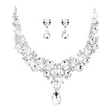 KALIONE Hochzeit Schmuck Sets für Damen, Brautschmuck Collier, Strass Kristall Tropfen Brautschmuck Set für Hochzeitskleid, Kristall Braut Halskette für Hochzeiten, Verlobungen, Hochzeitstage, Feste