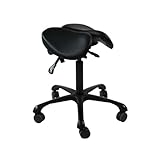 Generisch Ergonomischer Sattelhocker im geteilten Stil, 54–72,5 cm Verstellbarer Salonstuhl auf Rädern, Tragfähigkeit 130 kg, for Massage-Tattoo-Spa