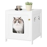 Hzuaneri Katzenschrank, Versteckte Katzentoilette Möbel, Lagerung Schrank Bank, Hölzerne Katze Waschraum für Wohnzimmer, Schlafzimmer, Weiß CB82213X