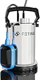 FOTING Schmutzwassertauchpumpe 400 W, 8250 l/h, Förderhöhe max 11 m, Eintauchtiefe max 7 m, Noryllaufrad, 10 m Anschlusskabel, Portable Sump for Pool Draining