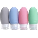 Opret 4 Stück Silikon Reiseflaschen Set, 60ml Auslaufsicher Nachfüllbare Portable Reise Container für Shampoo Creme Spülung, BPA-frei und TSA-geprüft