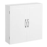 VASAGLE Badezimmerschrank, Badschrank, wandmontiert, 18 x 60 x 60 cm, Wandschrank mit verstellbaren Ablagen, wolkenweiß BBC320W01