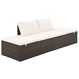 LAPOOH Gartenbett, Liegen, Sonnenliege, Liegeinsel Outdoor, Outdoor Bett, Doppelliege, Gartenliege, Daybed Outdoor, Braun 195×60 cm Poly Rattan -at