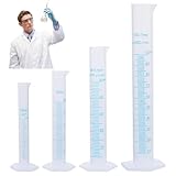 4 Stück Messzylinder transparente Messzylinder-Reagenzgläser aus Kunststoff in 100 50 25 10 ml für Labor- und wissenschaf