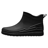 Regenstiefel für Damen, große Größe, kurz, Gartenschuhe, leicht, rutschfest, Regenstiefel, wasserdicht, Gummi, einfarbig, bequem, günstig, Schwarz , 40 EU