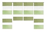 Design Mini Flächenvorhang Set grün 2291-10 | 4 Teile | Scheibengardine Gesamtbreite 120cm (4x30cm) Höhe 80/60/60/80cm