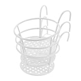 CIYODO 3 Stück Balkon Blumenhalter Metall Weiß Hängende Rund Pflanztopf Halter Geländer Regal Wetterfeste Blumenständer Für Garten Terrasse Innen Außenbereich Platzsparende