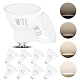 WTL GU10 LED Naturweiß Dimmbar Leuchtmittel, Scheinwerfer, 4000K LED GU10 Led Naturweiß Dimmbar，7W Ersetzt 70W Halogenlampen, 120 Grad 600LM AC 220V, 10er Pack.