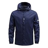 Regenjacke Herren Große Größen, Jacke Herren mit Kapuze-Langarm Mantel Reißverschluss Casual Outdoorjacke Stylischer Outdoor Freizeitjacke mit Tasche Wanderjacke Fliegerjacke Herbst Winter