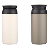 Xptieeck Thermobecher aus Edelstahl, doppelwandig, 350 ml, Grau und Weiß, 2 Stück