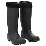 vidaXL Gummistiefel mit Herausnehmbarem Innenfutter, Regenstiefel rutschfest, Anglerstiefel Wasserdicht, Arbeitsstiefel Gartenstiefel Langschaft Stiefel, Schwarz Größe 39 PVC