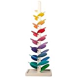 KlangMurmelbahn Regenbogen, Motorikspiel Für Kinder Aus Holzn, Inkl. 10 Murmeln, Ab 3 Jahren, Holzn Murmeln Spielzeug Kugelbahn Murmelbahn HolzBall Drop Spielzeug Marble Run Rennbahn Set Für Kinder