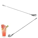2 Stück Barlöffel Edelstahl Spiralmuster Cocktail-Rührlöffel Professioneller Langer Griff Cocktail-Rührer für Martinis, Kaffee, Bar