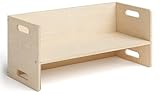 Bellabino AKI 2in1 Kindersitzbank und Kindertisch, Wendebank für Kinder, Montessori Sitzbank aus Holz, Bank mit 3 Sitzhöhen Birke Natur 180 Grad drehbar, 80 x 35 x 35 cm