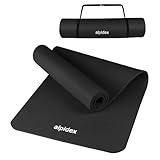 ALPIDEX Yogamatte 183 x 60 x 0.8 cm Phthalatfreie Fitness Matte Tragegurt rutschfest Gymnastik Turnen Pilates Sport Physio HIIT Yoga Trainingsmatte Isomatte Hautfreundlich, Farbe:Black