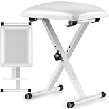 CAHAYA keyboardbank 3-Fach höhenverstellbar klavierbank klappbarer Klavierhocker X-förmig Klavier Sitzbank Pianobank stabil Piano Stool Gepolsterter Klavierstuhl Weiß CY0257-1