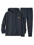 Elegancity Herren Jogginganzug Set Casual 2-Teiliger Trainingsanzug mit Kapuzenpullover und Herren Jogginghose Casual Sportanzug Pullover Hoodie Laufanzug mit Strukturmuster，Dunkelgrau XL
