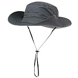 Comhats Outdoor Faltbarer Boonie Buschhut mit Kinnband UPF 50+ Unisex Dunkelgrau 63cm(L/XL)