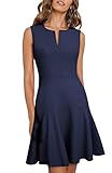 HOMEYEE Damen Elegant V-Ausschnitt Ärmellos Rockabilly Swing Sommer Freizeitkleid Mini Business Cocktailkleid A311 (M, Marineblau)